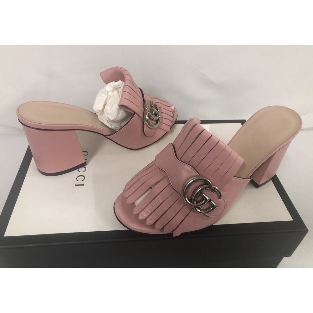 NIB Gucci Marmont GG Pink (Wild Rose) Leather 75mm Sandals 36.5EU/6.5US $860.00 - Picture 3 of 12
